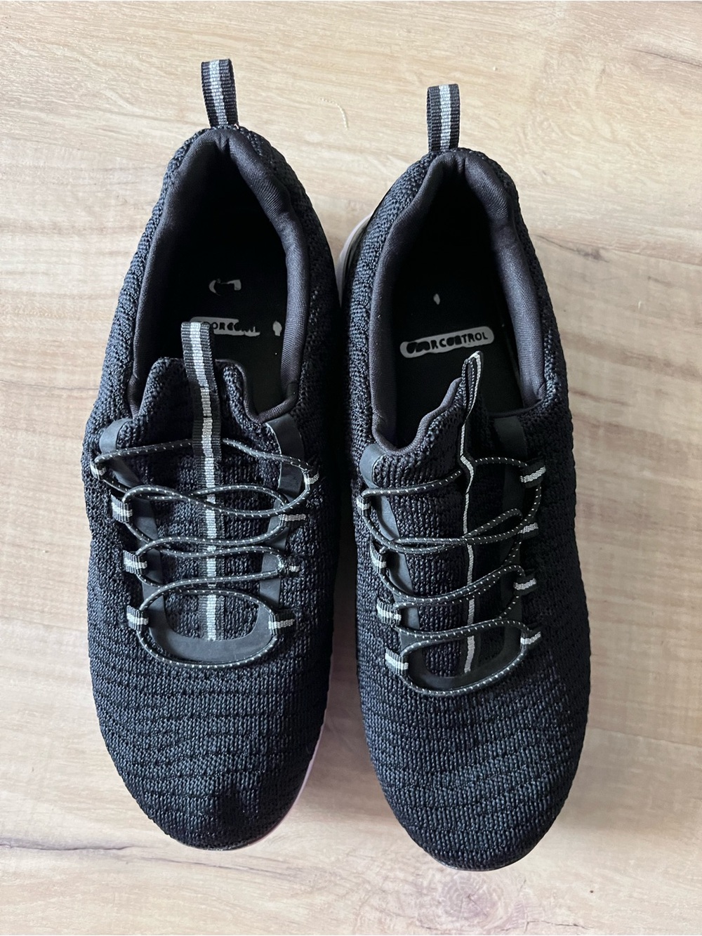 Women's Black Knit Slip-On Sneakers with Reflective Lacing